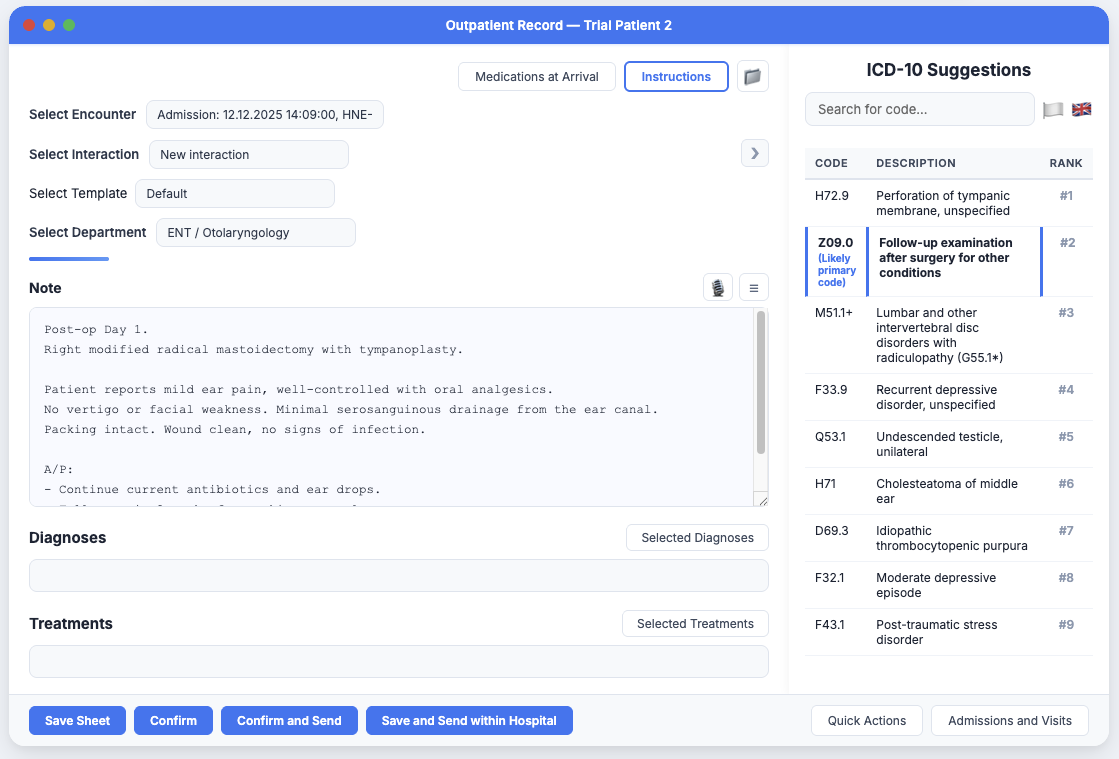 AI Suggests ICD-10 Codes